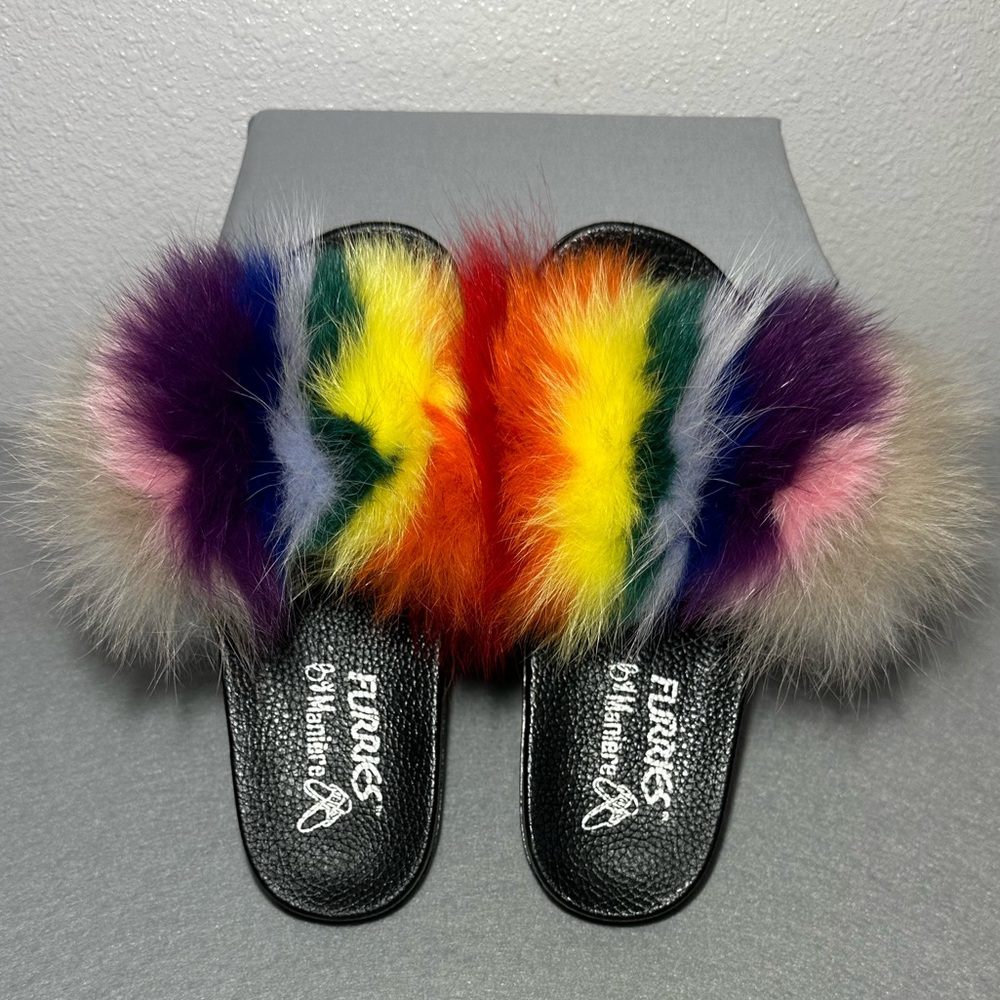 Furries by Maniere slide‎ on fur slippers